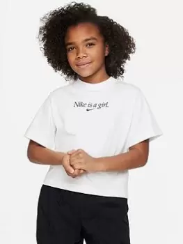 Nike Older Girls 'nike Is A Girl' Boxy T-Shirt - White, Size Xs=7-8 Years