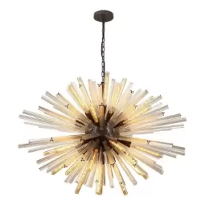 Luminosa 32 Light E27, Oval Pendant Brown Oxide , Champagne Glass