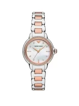 Emporio Armani Rose Gold And Silver Stainless Steel Watch