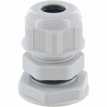 Zexum PG9 IP68 Nylon Cable Gland with Locknut - Grey