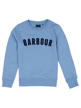 Barbour Boys Prep Logo Crew Sweat - Powder Blue, Powder Blue, Size 14-15 Years