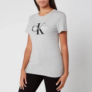 Calvin Klein Jeans Womens Core Monogram Logo Regular Fit T-Shirt - Light Grey Heather - XS - Grey