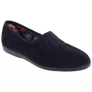 Sleepers Womens/Ladies Fan Stitch Wide Fitting Slippers (6 UK) (Navy Blue)