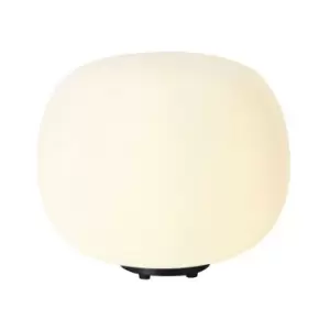 Luminosa Cheektowaga Medium Oval Ball Table Lamp E27 Matt Black Base With Frosted White Glass Globe