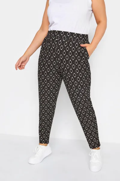 Print Double Pleat Harem Trousers