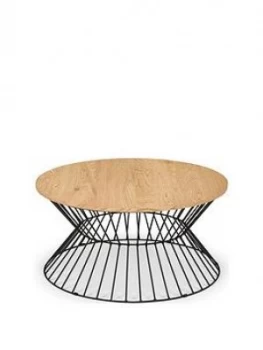 Julian Bowen Jersey Round Wire Coffee Table - Oak Effect/Black Metal