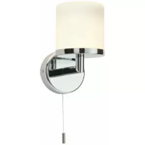 IP44 Bathroom Wall Light Chrome & Diffused Glass Modern Round Fitting Lamp