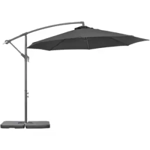 Outsunny 3(m) Banana Parasol Cantilever Umbrella Garden w/ Base Weights, Black - Black