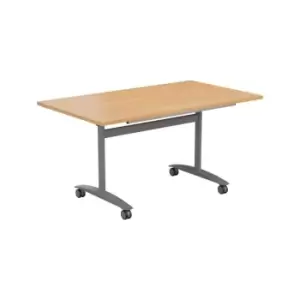 Tc One Tilting Table 1400 x 700 Silver Legs Beech Top