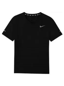 Nike Boys DRI-Fit Miler Running T-Shirt - Black, Size Xs=6-8 Years