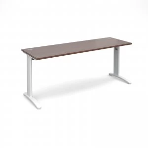 TR10 Straight Desk 1800mm x 600mm - White Frame Walnut Top