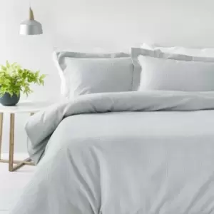 The Linen Yard Waffle Single Duvet Cover Set Cotton Silver