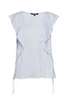 French Connection Nia Crushed Satin Draped Top Blue