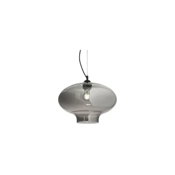 Ideal Lux Lighting - Ideal Lux Bistro' - 1 Light Dome Ceiling Pendant Black, Smokey Grey, Glass Round, E27