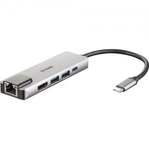 D-Link DUB-M520 notebook dock/port replicator Wired Thunderbolt 3 Aluminium Black