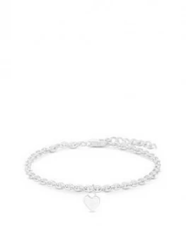 Simply Silver Sterling Silver Polished Charmed Heart Bracelet