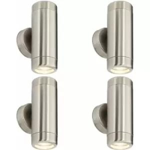 Loops - 4 pack Up & Down Twin Outdoor Wall Light - 2 x 7W GU10 LED - Stainless Steel