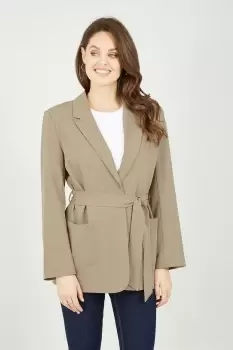 Stone Tie Waist Wrap Blazer