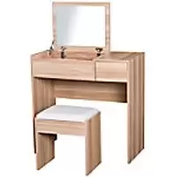 HOMCOM Dressing Table 831-193 Foam, Glass, Leather, Particle Board Wood 400 mm x 800 mm x 790 mm