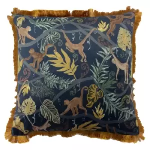 Monkey Forest Jungle Cushion Midnight Blue, Midnight Blue / 50 x 50cm / Cover Only