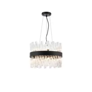 Lysander 10 Light G9, Ceiling Pendant Round, Satin Black, Clear