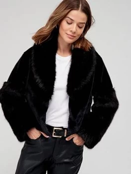 Hugo Boss Faux Fur Jacket Black Size L Women