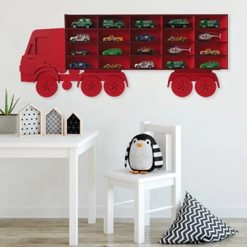 Kamyon - Red Red Decorative MDF Wall Shelf