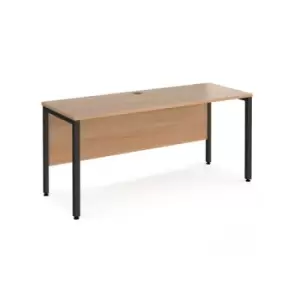 Office Desk 1600mm Rectangular Desk With Bench Leg Beech Tops With Black Frames 600mm Depth Maestro 25