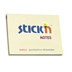 Value Stick'N Sticky Notes 76mm x 101mm - Pastel Yellow