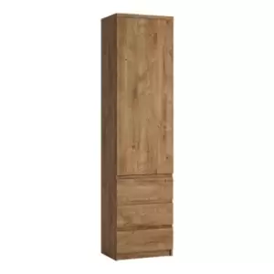 Fribo Tall Narrow 1 Door 3 Drawer Cupboard In Oak Effect