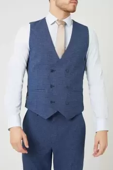 Mens Skinny Blue Semi Plain Waistcoat