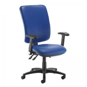 Senza extra high back operator chair with folding arms - Ocean Blue