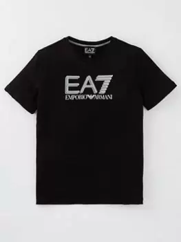 Boys, EA7 Emporio Armani Childrens Visibility Logo T-Shirt - Black, Size 12 Years