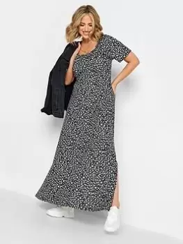 Yours Maxi Square Neck Dress Mono Floral, Black, Size 22-24, Women