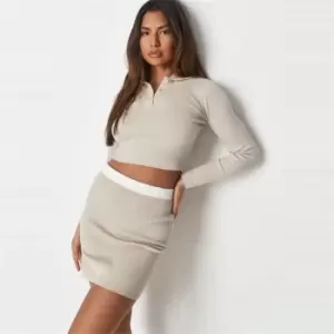 Missguided Polo Button Long Sleeve Top Co Ord - Neutral