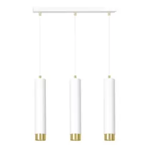 Kibo White/Gold Bar Pendant Ceiling Light 3x GU10