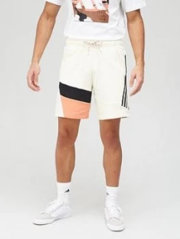 adidas 3-Stripe Tape Shorts - White/Blue, Size 2XL, Men