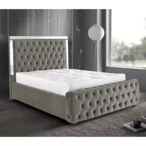 Elegance Mirrored Bed Small Double Plush Velvet Silver