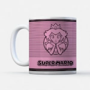 Nintendo Super Mario Princess Peach Retro Line Art Colour Mug