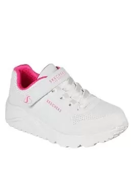 Skechers Girls Uno Lite Embossed Trainer, White, Size 11 Younger