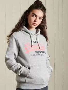 Superdry Vintage Logo Hoody - Grey, Size 14, Women