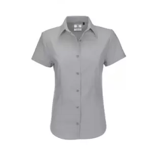 B&C Ladies Oxford Short Sleeve Shirt / Ladies Shirts (3XL) (Silver Moon)