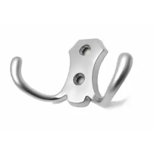 Small Double Coat Hanger Hook Door Wall Bath BK24 Model - Colour Aluminium - Pack of 20