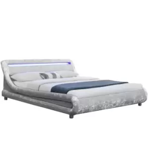 Crazy Price Beds Barcelona Crushed Silver Double LED Bed