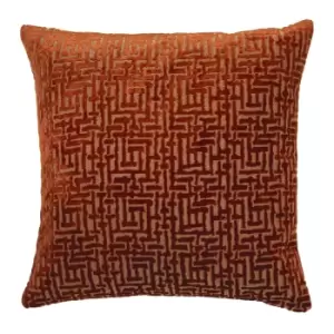 Delphi Velvet Jacquard Cushion Rust, Rust / 45 x 45cm / Polyester Filled