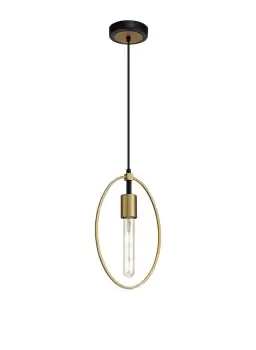 Single Small Circle Ceiling Pendant, 1 Light E27, Sand Gold, Matt Black