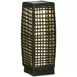 Outsunny Outdoor Rattan Solar Lantern, Brushed PE Wicker Patio Garden Lantern wtih Auto On/Off Solar Powered LED Lights for Indoor & Outdoor Use Grey