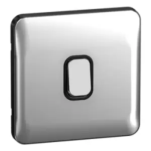 Schneider Electric Lisse Screwless Deco - Single 2 Way Light Switch, 10AX, GGBL1012BPC, Polished Chrome with Black Insert