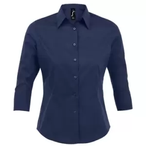 SOLS Womens/Ladies Effect 3/4 Sleeve Fitted Work Shirt (XS) (Dark Blue)