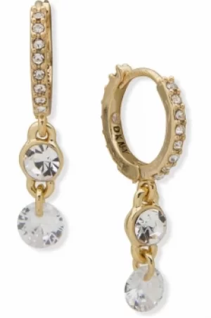 DKNY Jewellery Gold Coloured CZ Huggie Drop Earrings 60558324-887